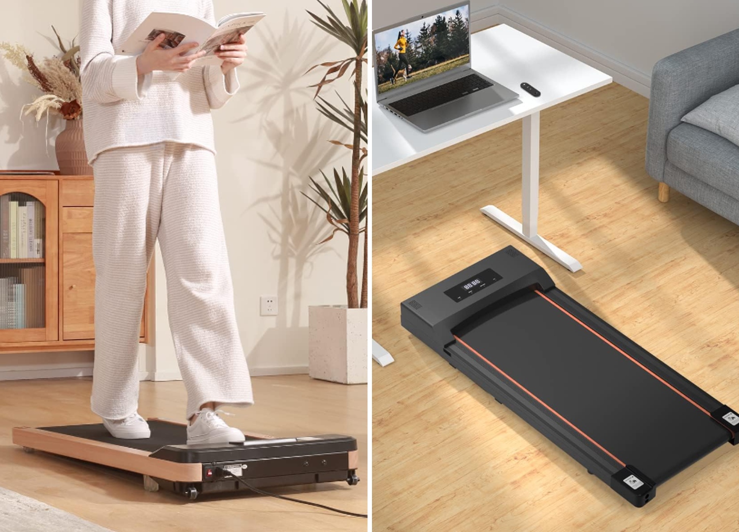 Tapis de course sous le bureau