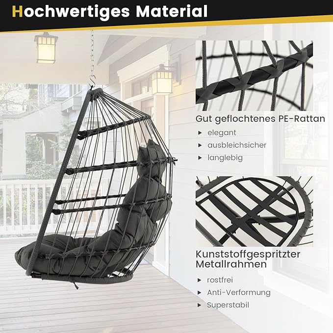 Chaise suspendue Charge maximale 150 kg  pour terrasse, jardin, salon